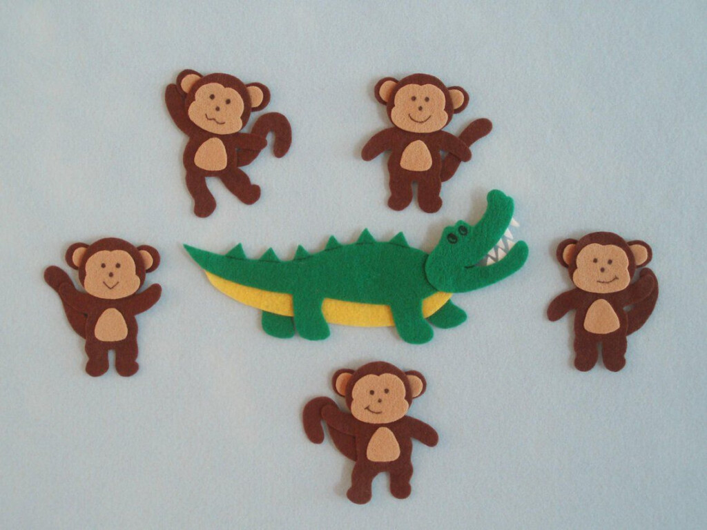 5 Little Monkeys Jumping On The Bed Teasing Mr Etsy Felt Board 