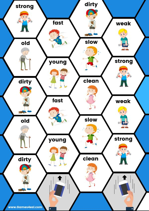 Adjectives Board Game Printable ESL Board Games For Beginners