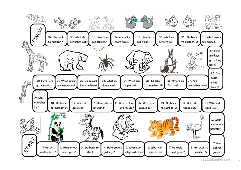 Animals Board Game Worksheet Free ESL Printable Worksheets Made By 