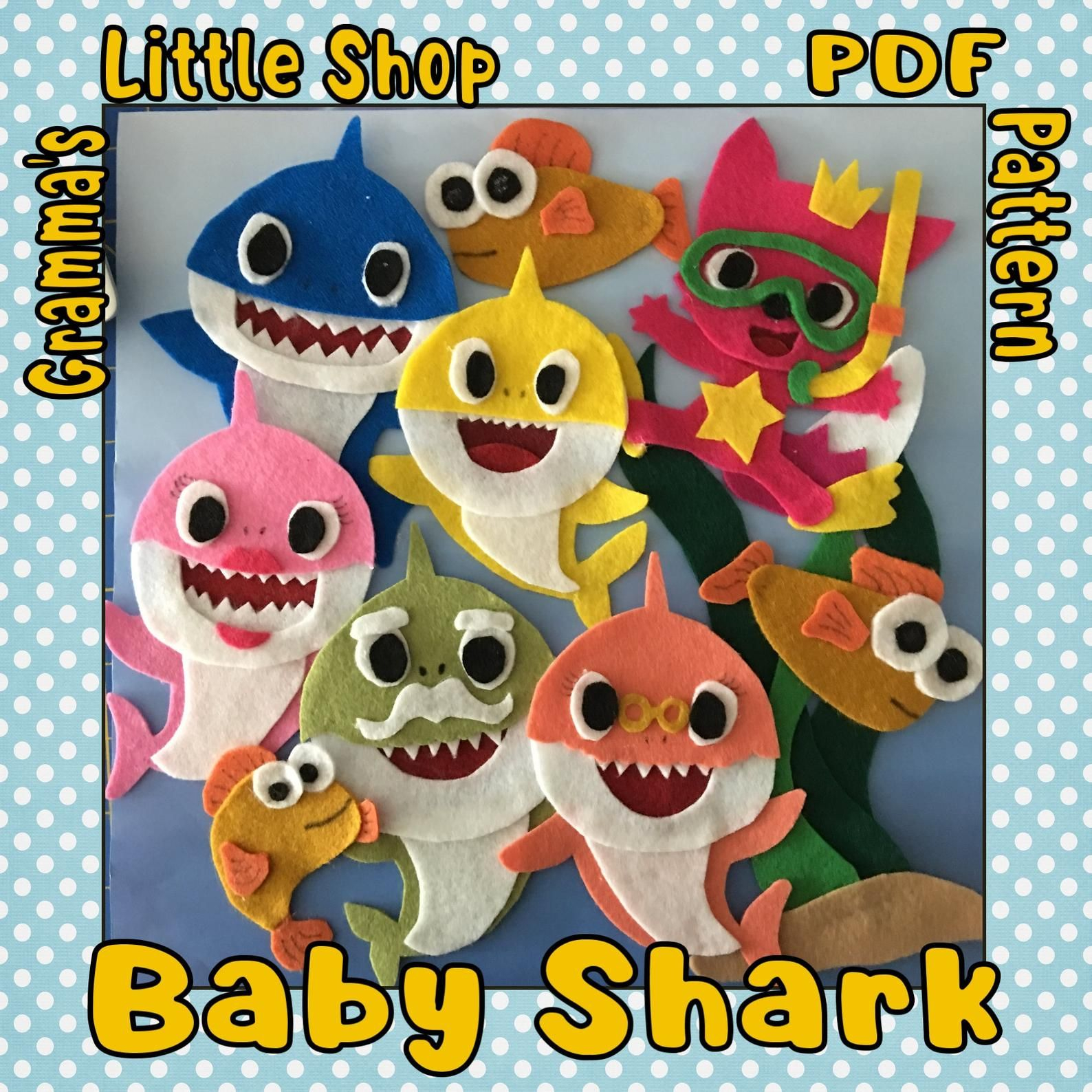 Baby Shark Felt Patterns For Use On A Felt Or Flannel Board Etsy 