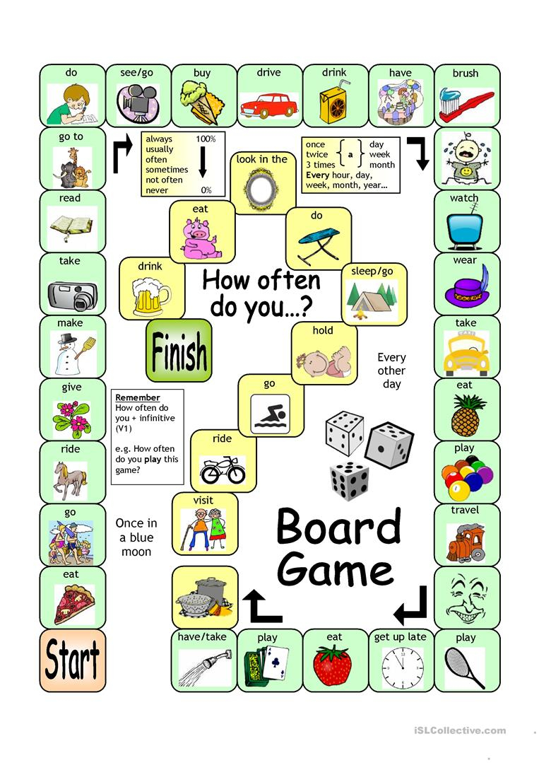 Board Game How Often Worksheet Free ESL Printable Worksheets Made 