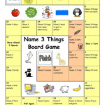 Board Game Name 3 Things Easy Worksheet Free ESL Printable