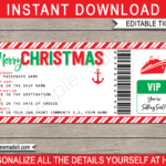 Christmas Cruise Gift Ticket Christmas Cruises Boarding Pass