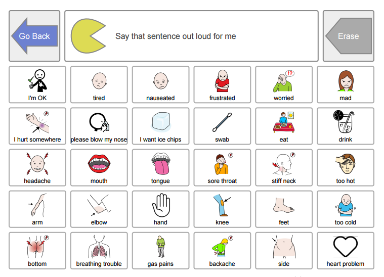 CoughDrop Online Hospital Communication Boards With Voice Output Can 