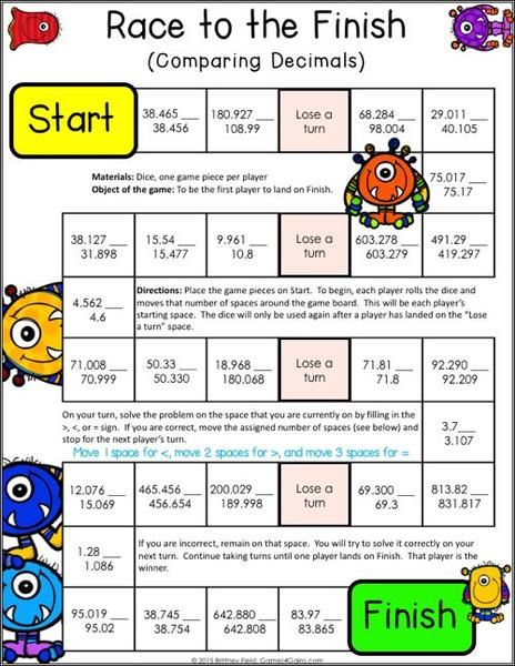 Decimals Games For 5th Grade Contains 12 Fun And Engaging Printable 