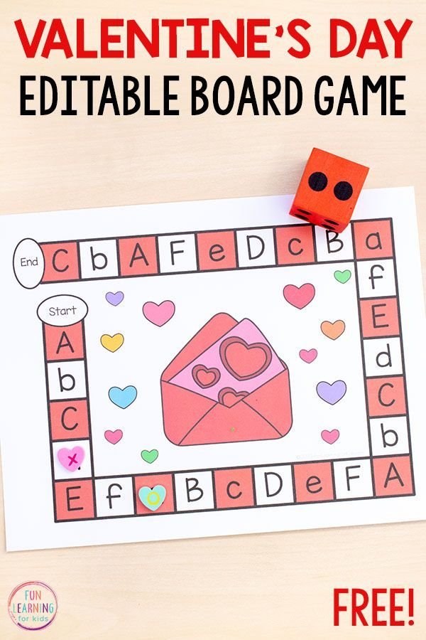 Editable Valentine s Day Board Game Kindergarten Valentines Math 