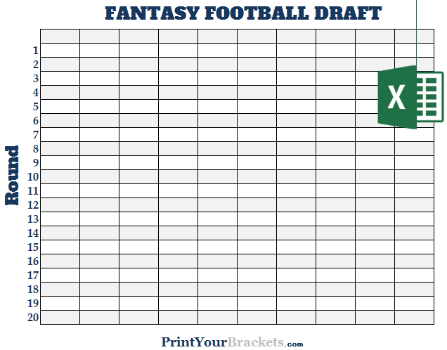 Excel 10 Team Fantasy Football Draft Board Editable