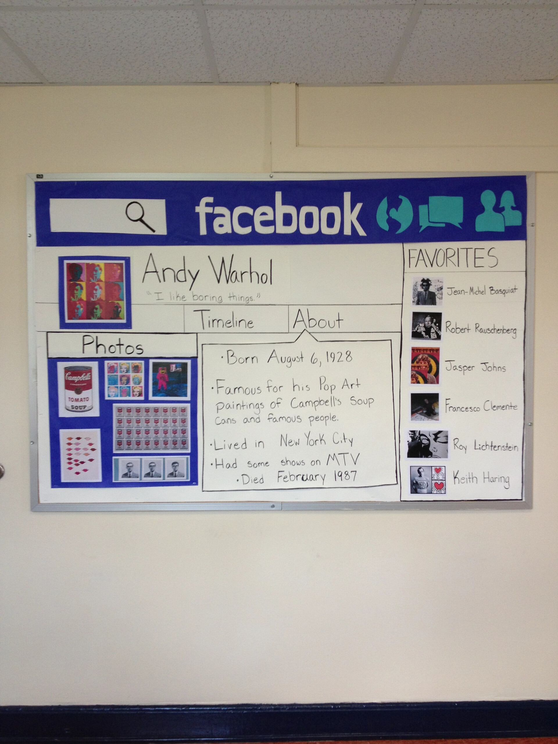 Facebook Bulletin Board Highlighting Notable Artists Authors Book