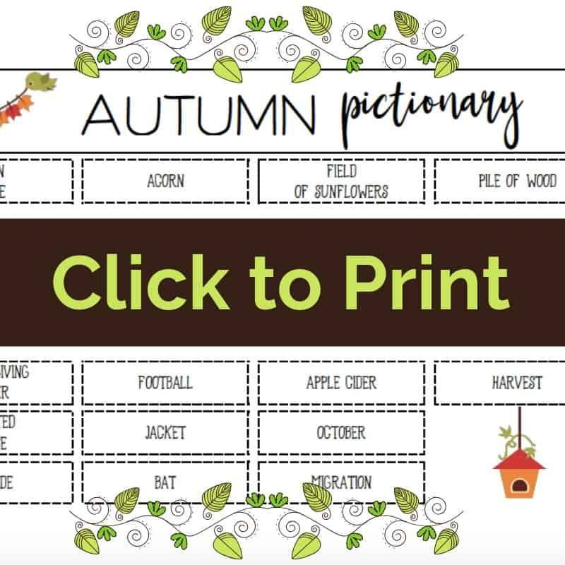 Fall Pictionary Printable Board Game For Kids Printable Board Games 