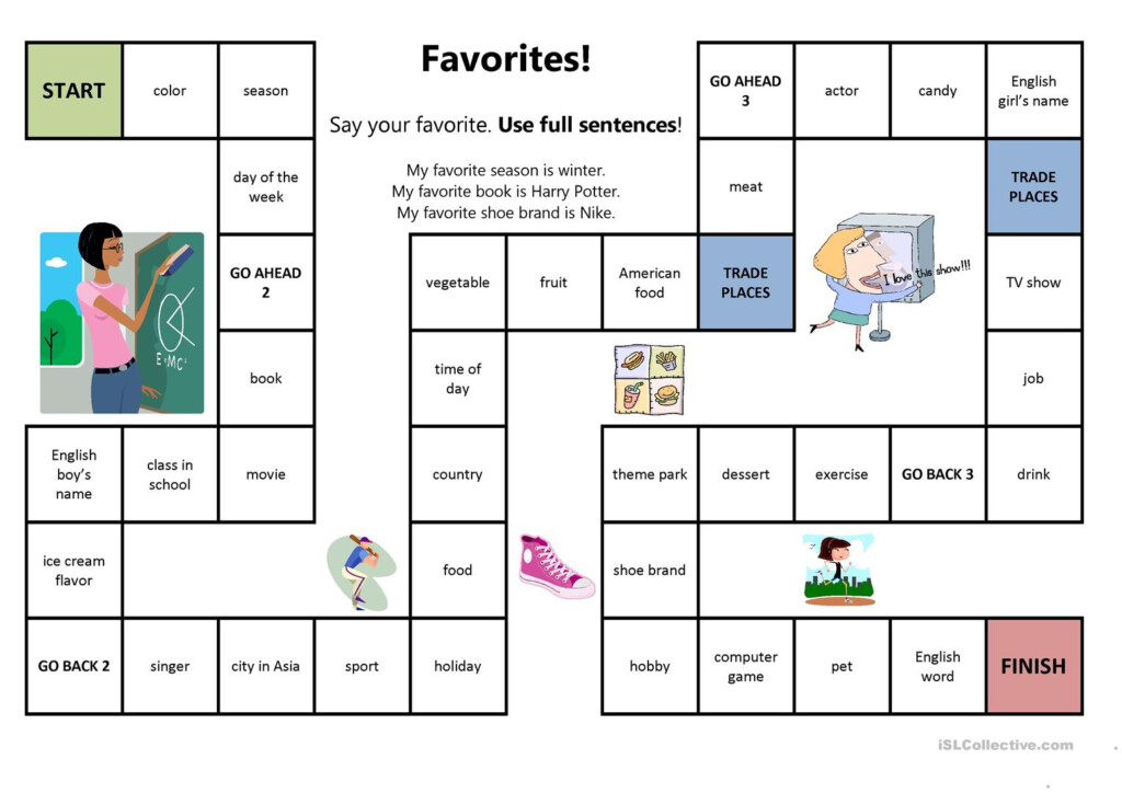 Favorites Board Game Worksheet Free ESL Printable Worksheets Made By 