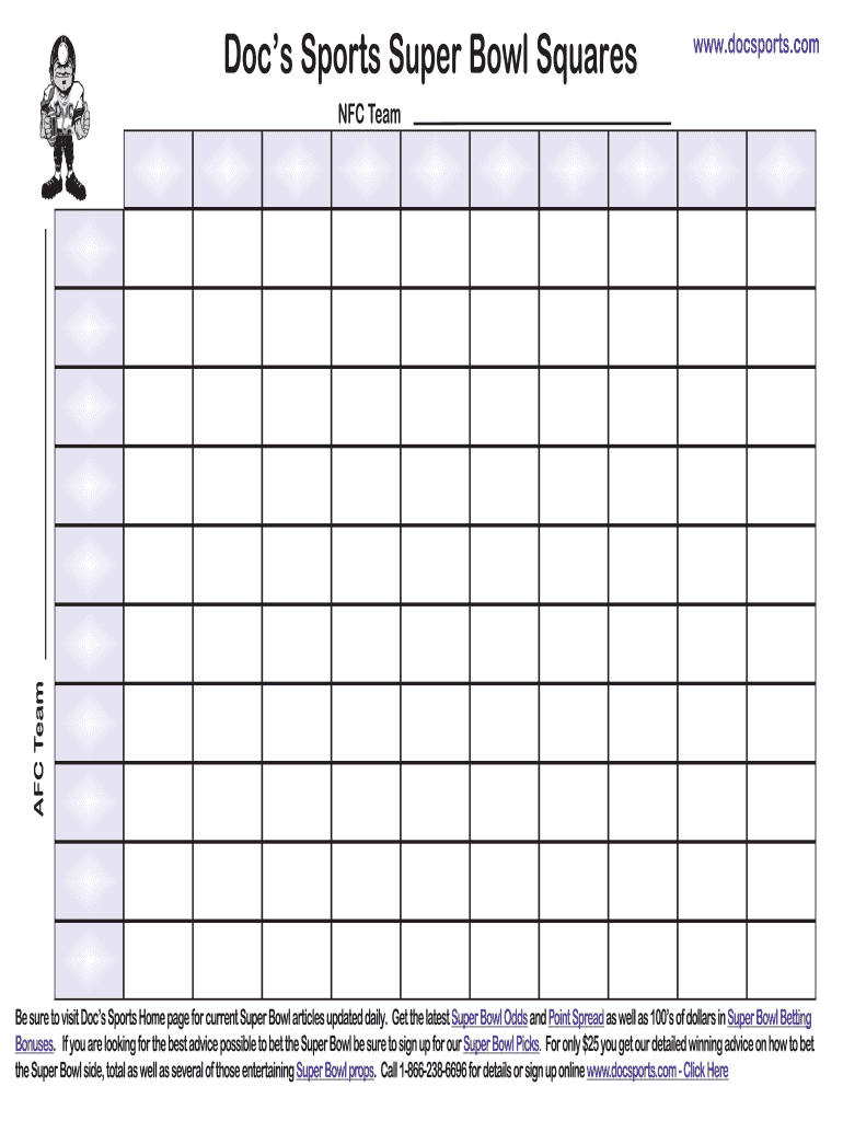 Football Squares Template Fill Online Printable Fillable Blank 