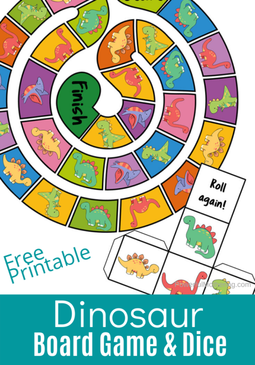 Free Printable Dinosaur Board Game And Dice Dinosaur Activities 