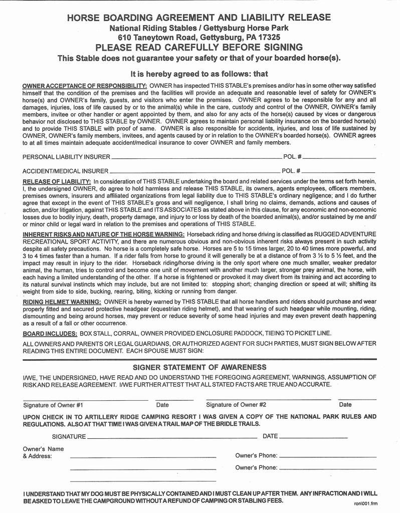 Horse Boarding Agreement Form Free Elegant Horse Boarding Horse 