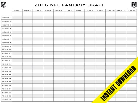 Items Similar To Fantasy Football Draft Board 12 Teams 24 Rounds 