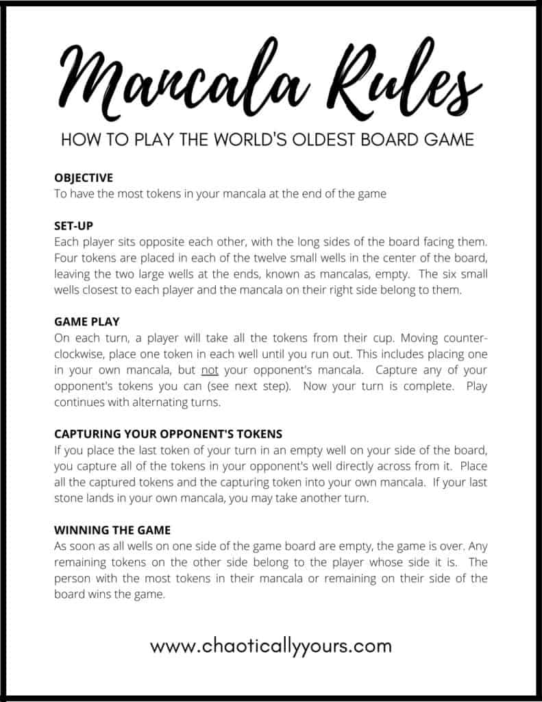 Mancala Rules Make Your Own Board Game And Learn To Play FREE