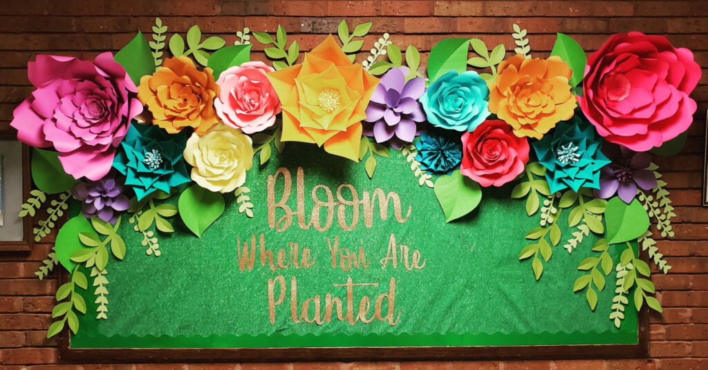 Paper Flower Bulletin Board April PTA Silhouette Cameo Spring 