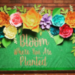 Paper Flower Bulletin Board April PTA Silhouette Cameo Spring