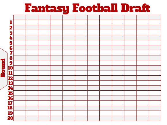 Printable 12 Team Fantasy Football Draft Board Customizable