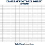 Printable 12 Team Fantasy Football Draft Board FREE