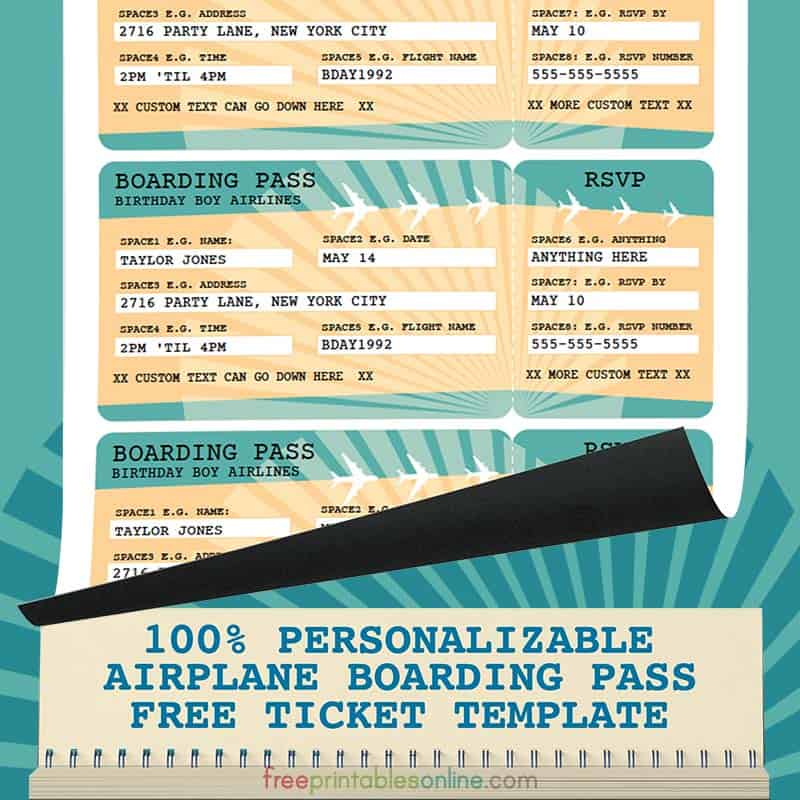 Printable Airline Boarding Pass Template Free Printables Online