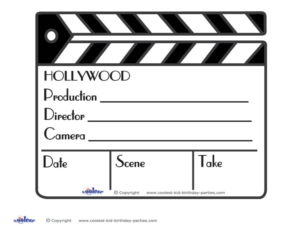 Printable Clapboard Decoration Movie Themed Party Hollywood Party 