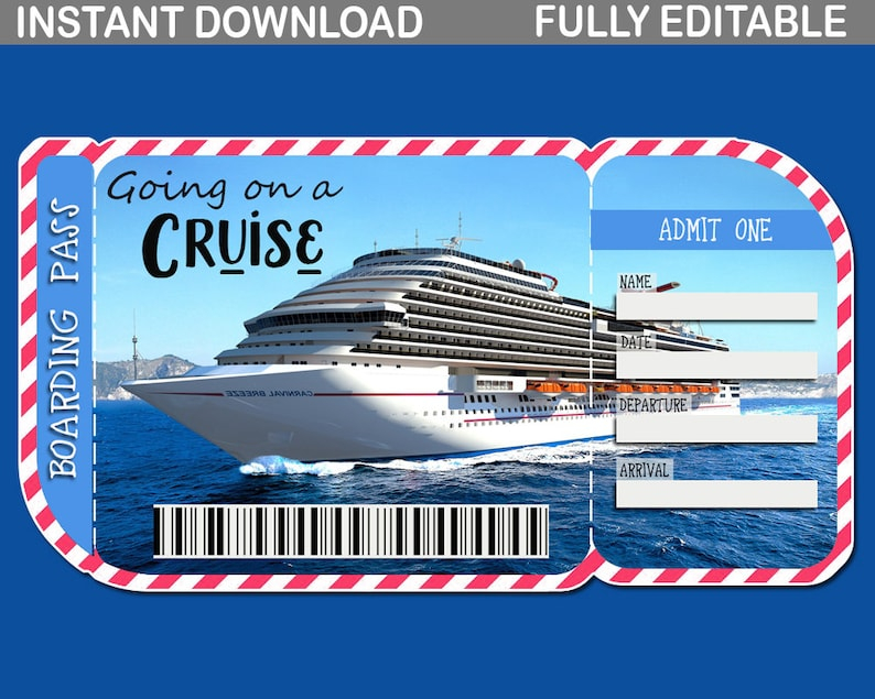 Printable Cruise Ticket Cruise Boarding Pass Cruise Surprise Etsy