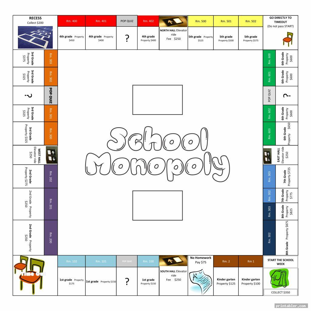 Printable Monopoly Board Game Gridgit