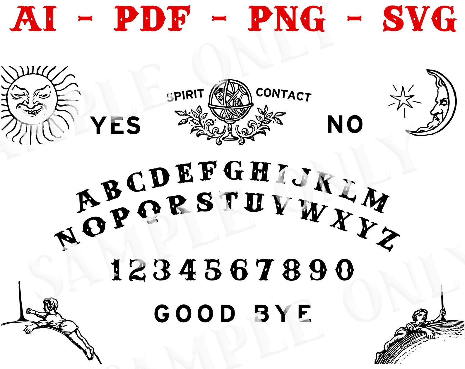 Printable Spirit Board Ouija Template Pdf Svg Png Ai Etsy