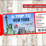 Printable Ticket To New York Boarding Pass Customizable Etsy