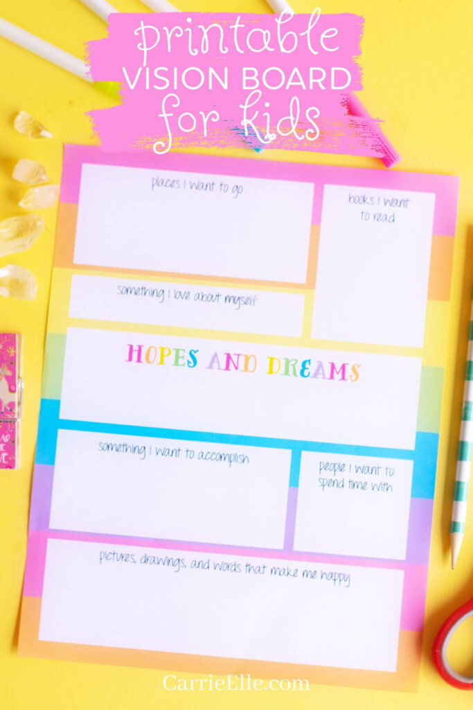 Printable Vision Board Template For Kids Vision Board Template 
