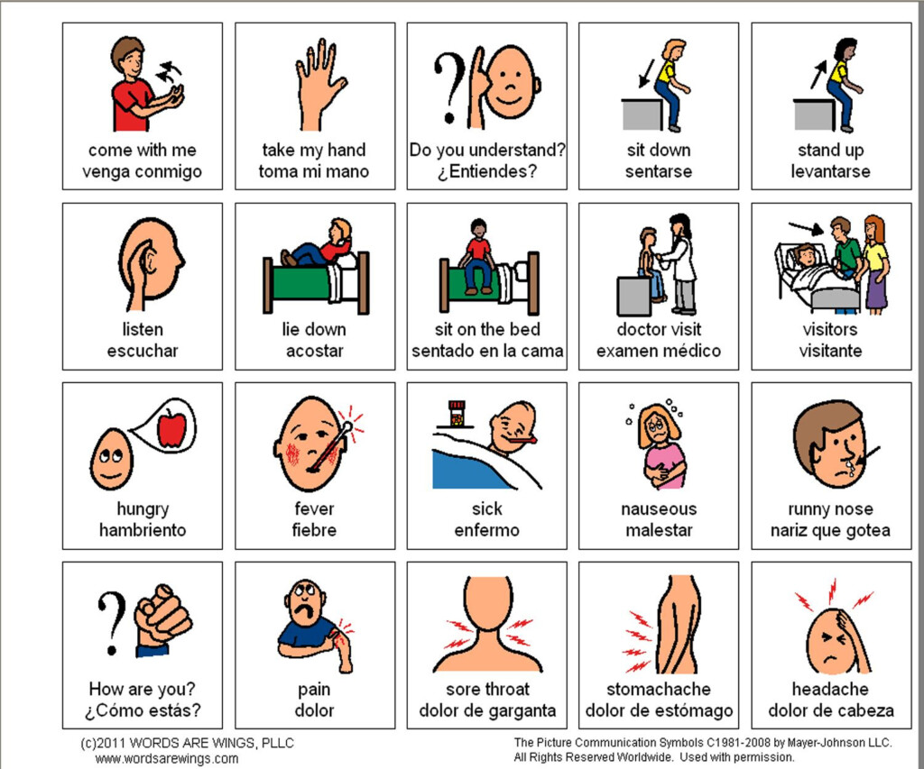 Spanish And English Bilingual Health Communication Board From Http 