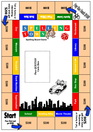 Spelling Town FREE SPELLING BOARD GAME All Things Topics