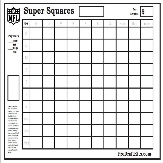 Super Bowl Squares 10 PACK Fantasy Football Weekly Party Game