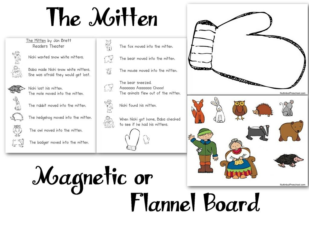 The Mitten Flannel Board Felt Board Magnetic Board Pattern 